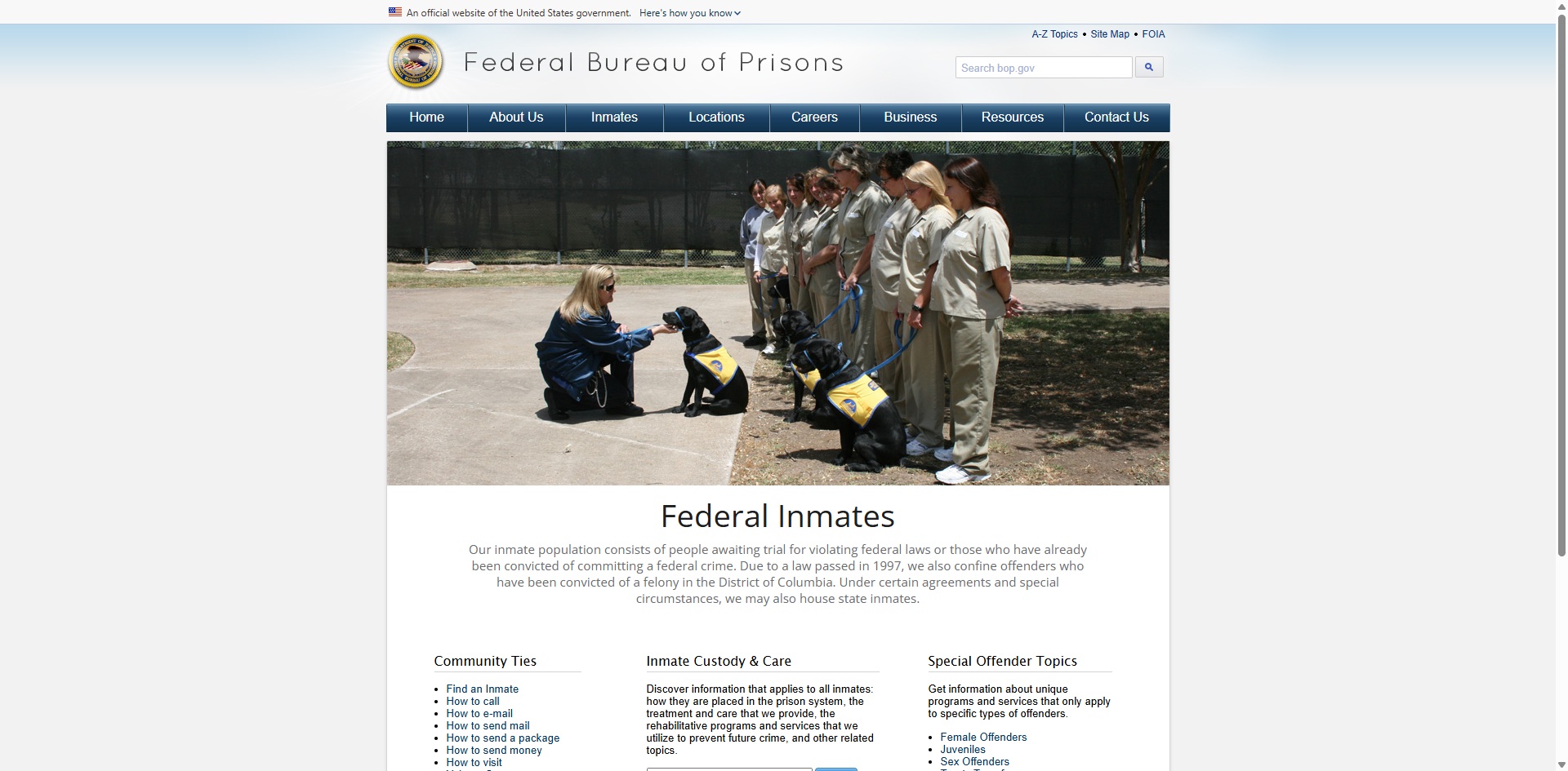 BOP Inmate Locator Screenshot