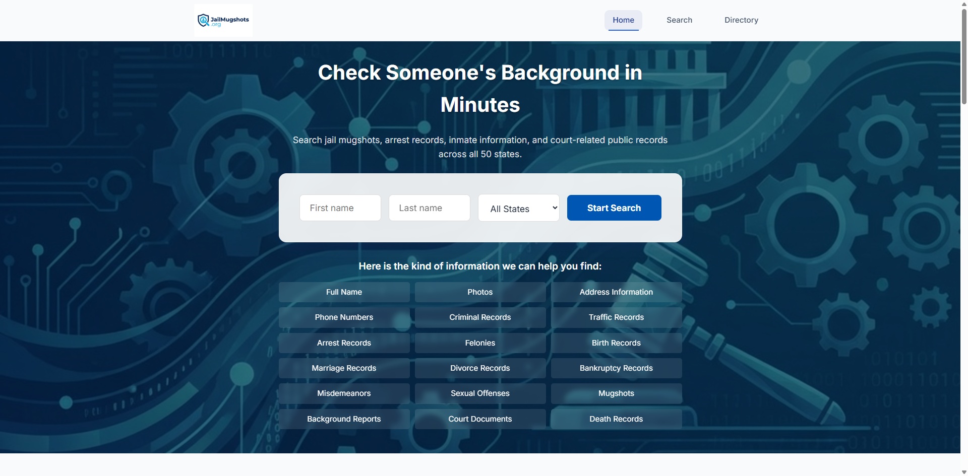 Jail MugShots Homepage Screenshot