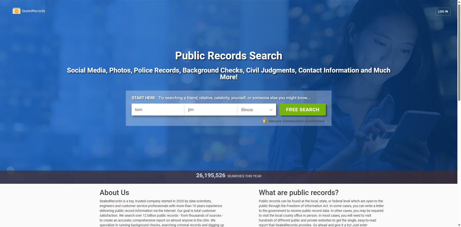 SealedRecords Homepage Screenshot